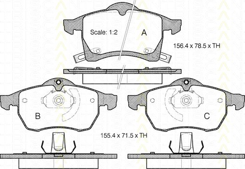 Bremsbelagsatzsatz Vorderachse TRISCAN für Opel Zafira A 2.0 OPC 
