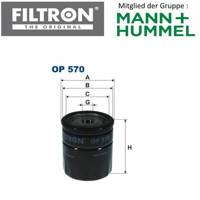 Ölfilter FILTRON OP570 passend für viele Marken und Modelle